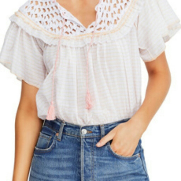 Free People Women's Blouse White Size Medium M Str